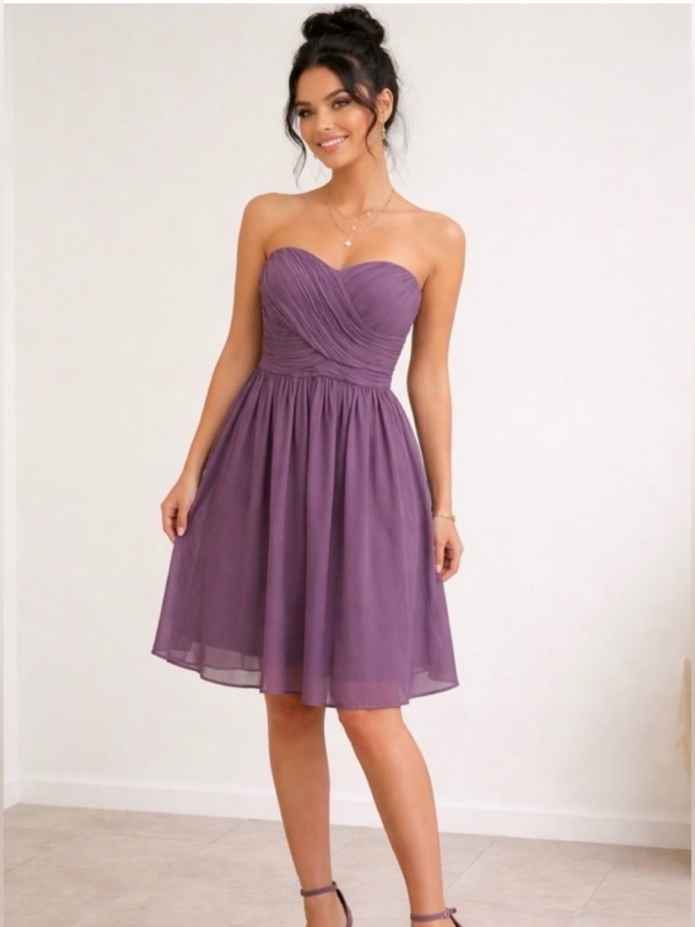 💜🤍 Tevolio Deep Purple Strapless Dress 🤍💜